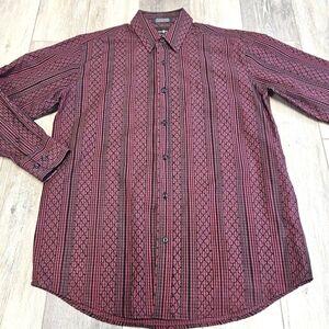 Beverly Hills Polo Club Striped Long Sleeve Button Down Shirt Men's Medium